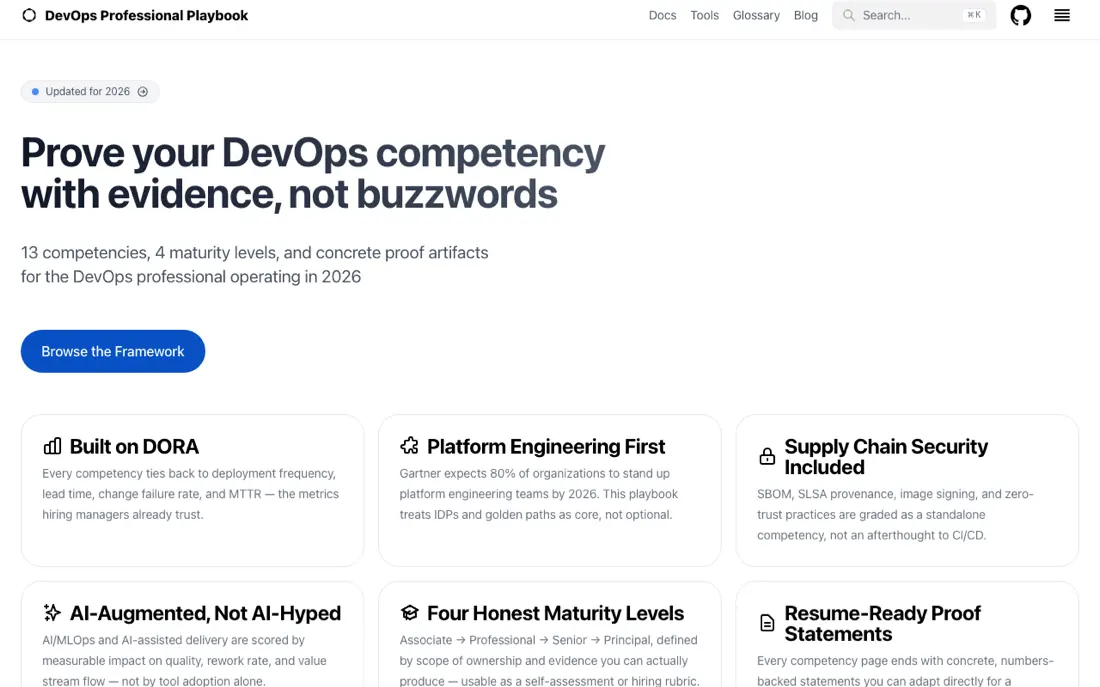 DevOps Professional Playbook homepage