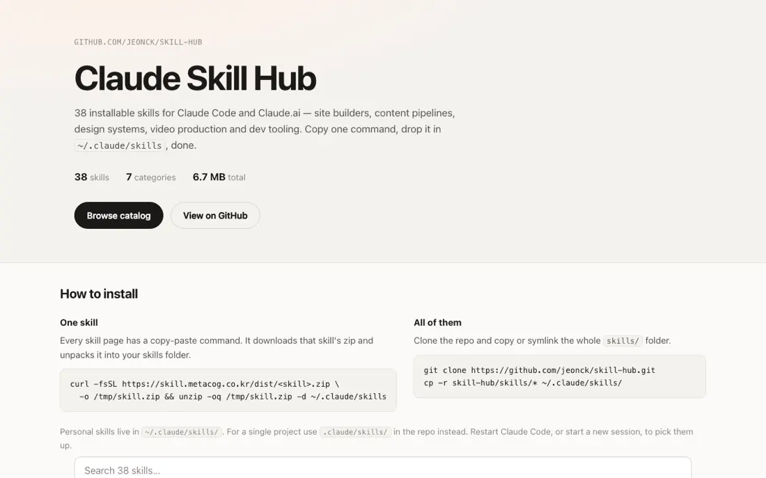 Claude Skill Hub catalog